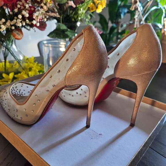Christian Louboutin Follies Strass 100mm Mesh Pump - Picture 4 of 12